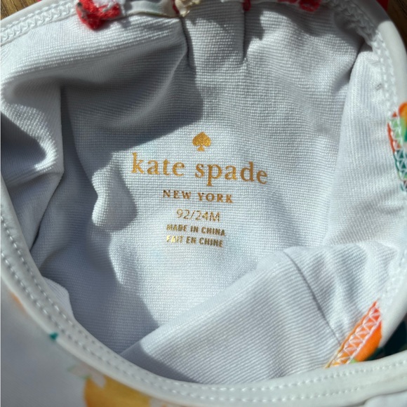 Kate Spade white Capistrano orange print ruffle butt swimsuit size 24 months - Picture 6 of 6